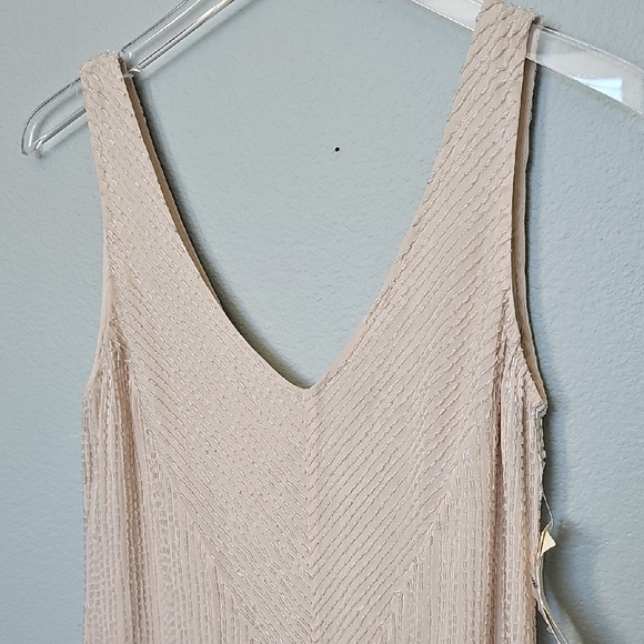 Gryphon Nude Flutter Fancy Hand Beaded Fairy Sleeveless Midi Dress NWT XS - Picture 5 of 16